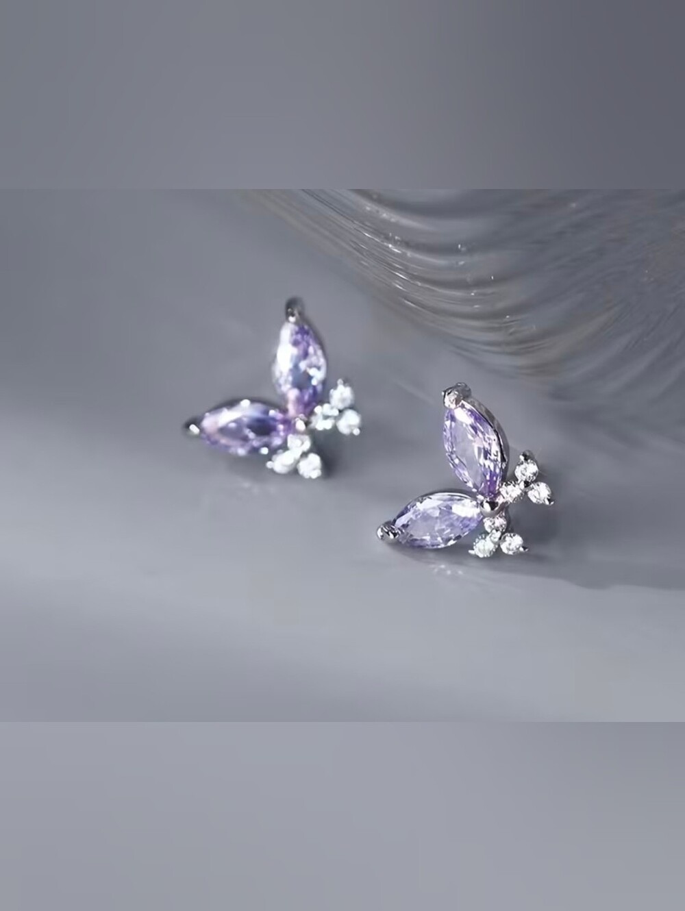 $8 Each Or Bundle 5/$20 Lavender Crystal Butterfly Stud Earrings